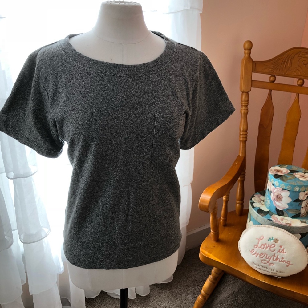 J. Crew Short Sleeve Pocket Sweatshirt - Picture 2 of 3